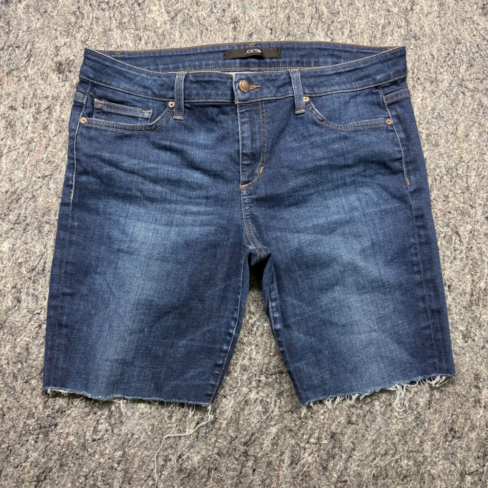 Joes Jeans The Skinny Bermuda Denim Shorts Dark Wash Raw Hem Size 32 Mens